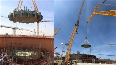 المحطات النووية: تركيب الهيكل المعدني الداعم لمصيدة قلب المفاعل النووي بالضبعة 