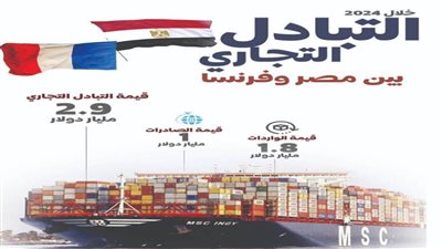 2.9 مليار دولار حجم التبادل التجاري بين مصر وفرنسا خلال عام 2024