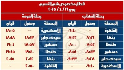  قطار النزهة ينطلق من القاهرة للإسكندرية والعكس