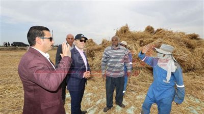 عبد المعطي يشارك الفلاحين فرحتهم بحصاد القمح ويتحاور معهم