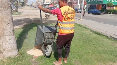 مواصلة أعمال رفع كفاءة المسطحات الخضراء بمداخل ومخارج الإسماعيلية