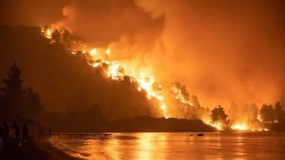 اندلاع حريق غابات في منطقة ريتسونا قرب جزيرة إيفيا باليونان