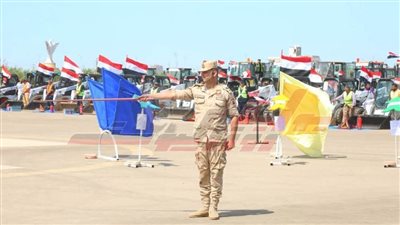 اصطفاف معدات وسيارات الطوارئ ضمن فعاليات التدريب المشترك «صقر 150» 