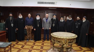 محافظ بني سويف يتلقى التهاني بعيد الأضحى المبارك من قيادات الكنائس المسيحية