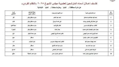 14 مرشحًا بالنظام الفردي يخوضون انتخاب مجلس الشيوخ بالمنيا