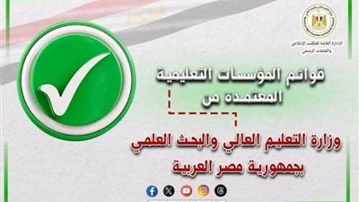 عاجل..التعليم العالي تعلن القوائم المُحدثة للجامعات والمعاهد المُعتمدة بجمهورية مصر العربية