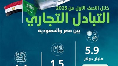 الإحصاء: 5.9 مليار دولار قيمة التبادل التجاري بين مصر والسعودية خلال النصف الأول من عام 2025