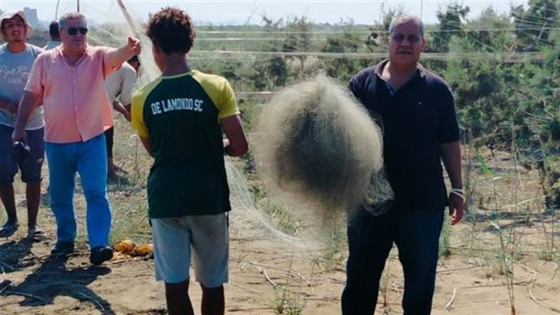 إزالة شباك صيد الطيور