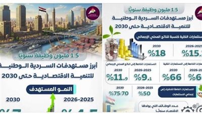 بالانفوجراف.. أبرز مستهدفات السردية الوطنية للتنمية الاقتصادية حتى 2030