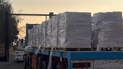  الهلال الأحمر يدفع بأكثر من 122 ألف سلة غذائية عبر قافلة «زاد العزة» الـ 38 إلى غزة