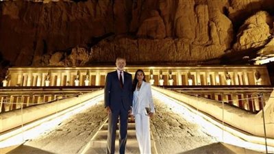 بالصور.. جولة ملكية تاريخية لملك وملكة إسبانيا بمعابد الأقصر