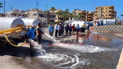 محاكاة حية لمواجهة تجمعات مياه الأمطار بمدينة مصيف بلطيم