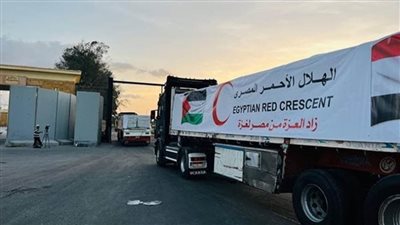 الهلال الأحمر المصري: مستمرون في إيصال المساعدات لغزة.. قدمنا أكثر من 9700 طن عبر القافلة 50 من 