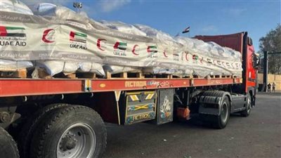 عبور 30 شاحنة مساعدات إنسانية إماراتية إلى الفلسطينيين بقطاع غزة