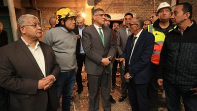 محافظ الجيزة في موقع حادث ماسورة الغاز بعقار إمبابة