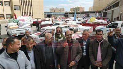 ساطور وحجازي يشهدان انطلاق قافلة مواد غذائية 100 طن مواد غذائية للأشقاء في غزة 