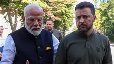 زيلينسكي يبحث مع رئيس وزراء الهند سبل التعاون الثنائي والأزمة مع روسيا