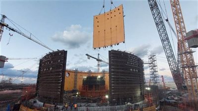 انتهاء تركيب المستوى الاول لمبنى الاحتواء الداخلي لمبنى المفاعل بالوحدة النووية الثانية بالضبعة