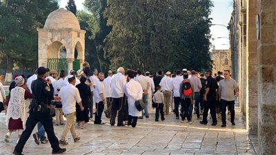 مستوطنون يقتحمون باحات المسجد الأقصى بحماية الاحتلال الإسرائيلي
