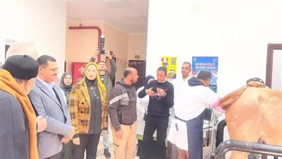 بالصور.. قافلة بيطرية تعالج 1432 طائرا وماشية في 