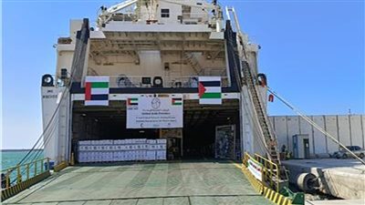 ميناء العريش يستقبل سفينة مساعدات إماراتية تحمل 10 ملايين وجبة لغزة