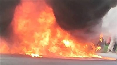 مصرع شخص في حريق سيارة ملاكي بطريق شبرا- بنها الحر في قليوب