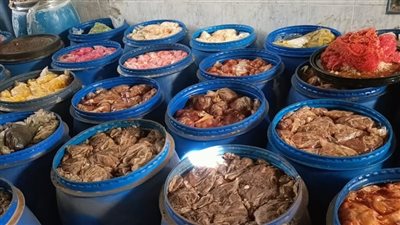 ضبط مصنع مخللات الطعام بشنوان والتحفظ على 315 طن مجهولة المصدر