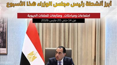 بالإنفوجراف.. أبرز أنشطة رئيس مجلس الوزراء هذا الأسبوع