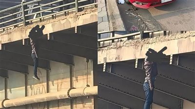 انتحار شاب مجهول الهوية شنقا أعلى كوبري المظلات بشبرا الخيمة