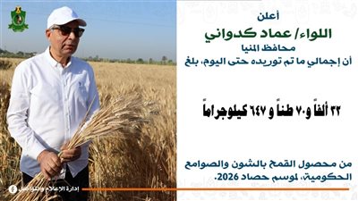 محافظ المنيا: توريد 32 ألف طن من القمح ضمن موسم 2026