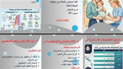 تمريض جامعة بني سويف تطلق حملة توعوية للأمهات بمناسبة اليوم العالمي للتطعيمات