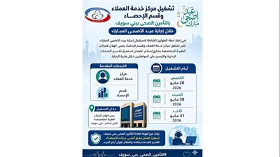 رفع كفاءة التشغيل والطوارئ بالتأمين الصحي ببني سويف خلال العيد
