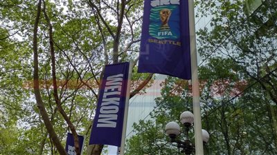 بالصور.. استقبال الفراعنة برسالة ترحيبية بواشنطن قبل كأس العالم