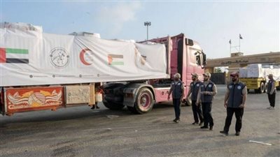 عبور 5 قوافل مساعدات إماراتية إلى قطاع غزة تحمل 938 طناً من المساعدات الإنسانية