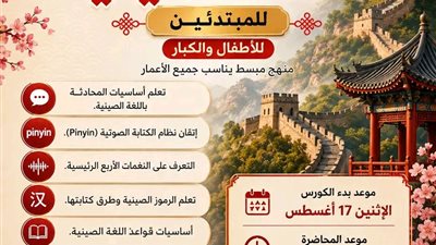 مكتبة مصر العامة بالإسماعيلية تطلق كورس اللغة الصينية للمبتدئين للأطفال والكبار