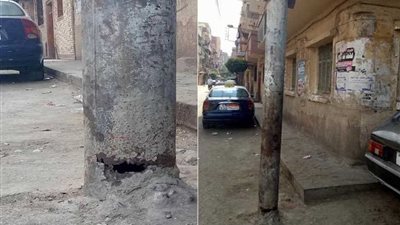 بالصور .. طنطا تآكل عامود كهرباء يثير فزع 