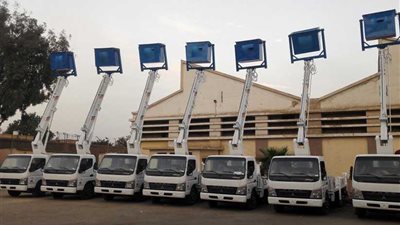 7 سيارات برج كهرباء لدعم منظومة صيانة الكهرباء بالقليوبية