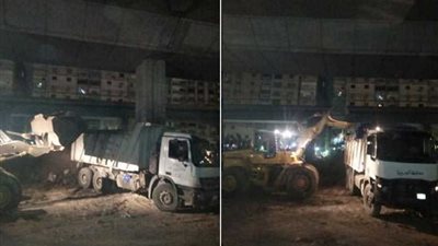 رفع 2400 طن مخلفات هدم بطريق ترعة المريوطية (صور)