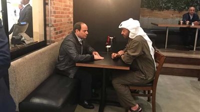 الرئيس السيسي والشيخ محمد بن زايد يتجولان في أحد المراكز التجارية بأبوظبي (صور وفيديو)