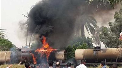 حريق في قطار محمل بمواد بترولية بالبحيرة