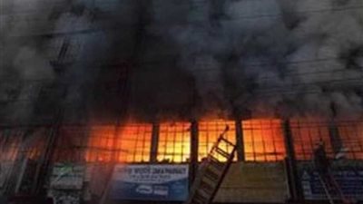 نشوب حريق خلف إدارة غرب المنصورة التعليمية