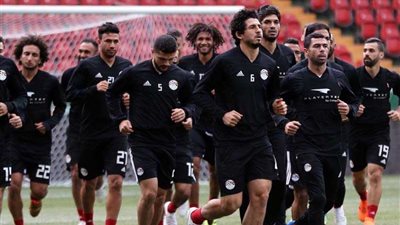 لاعبو منتخب مصر ينزل أرض ملعب 