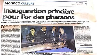 معرض الفراعنة يتصدر صحف موناكو