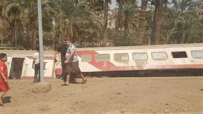 خروج قطار عن قضبان السكك الحديدية بالمزاريق في الجيزة