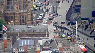 جرحى جراء اصطدام سيارة بمدخل البرلمان البريطاني