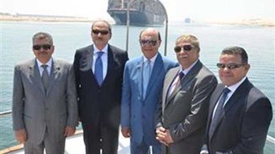 مميش ومحافظ الإسماعيلية يلتقيان النائب العام والوفد المرافق له خلال زيارتهم لقناة السويس