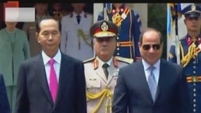 مراسم استقبال الرئيس السيسي لنظيره الفيتنامي بقصر الاتحادية (فيديو)