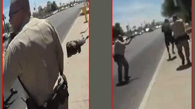 لحظة إطلاق ضابط شرطة