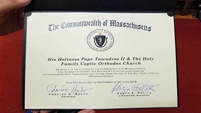 حاكم ماساتشوسيتس يصدر وثيقة ترحيب بقداسة البابا