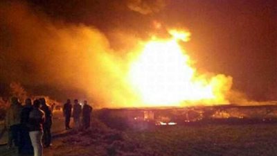 حريق بخط بترول في الغربية